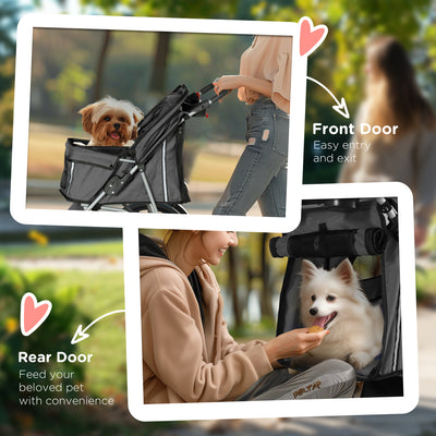 PawHut 3 Wheel Pet Stroller for Small and Miniature Dogs, Charcoal Grey 