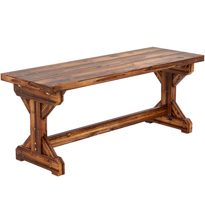 Outsunny Rustic Wooden Garden Bench, Backless Outdoor Bench Patio Loveseat with X-Shape Base for Porch, Park, Carbonised Finish 