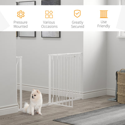 PawHut Extra Wide Dog Safety Gate, with Door Pressure, for Doorways, Hallways, Staircases - White 