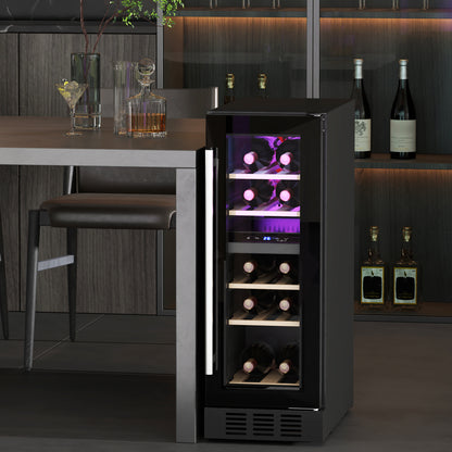 HOMCOM 16 Bottle Dual Zone 5-18\'e2\'84\'83 Wine Fridge - Black