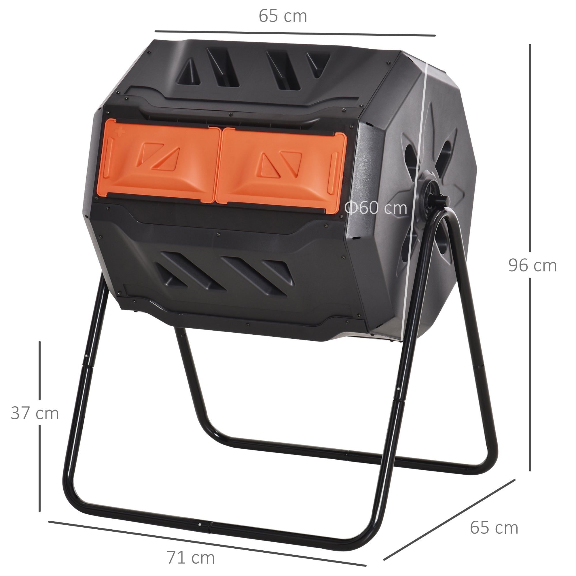 Outsunny 160L 360\'c2\'b0 Rotating Dual Chamber Composter - Orange