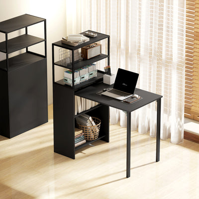HOMCOM Folding Shelf and Work Table - Black 