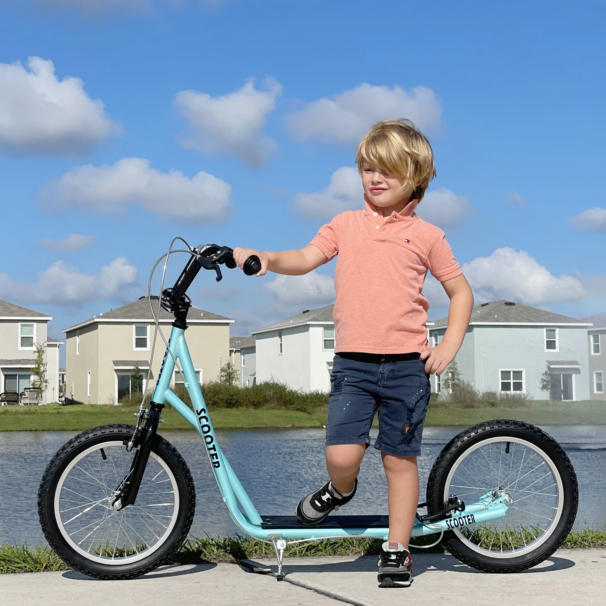 HOMCOM Kick Scooters for Kids with Adjustable Height, Anti-Slip Deck, Dual Brakes, Rubber Tyres, for Boys and Girls Aged 5+ Years Old - Blue 