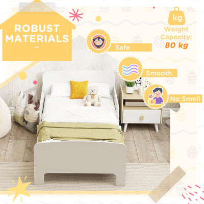 AIYAPLAY Toddler Bed, Kids Bed Frame with Safety Side Rails, Kids Bedroom Furniture for Ages 3-8 Years, White 