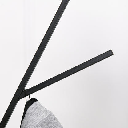 HOMCOM Freestanding Metal Coat Rack Stand 9 Hooks Clothes Tree with 1 Shelf Hat Display Hall Tree Hanger Bag Umbrella Hanging Organiser Brown 
