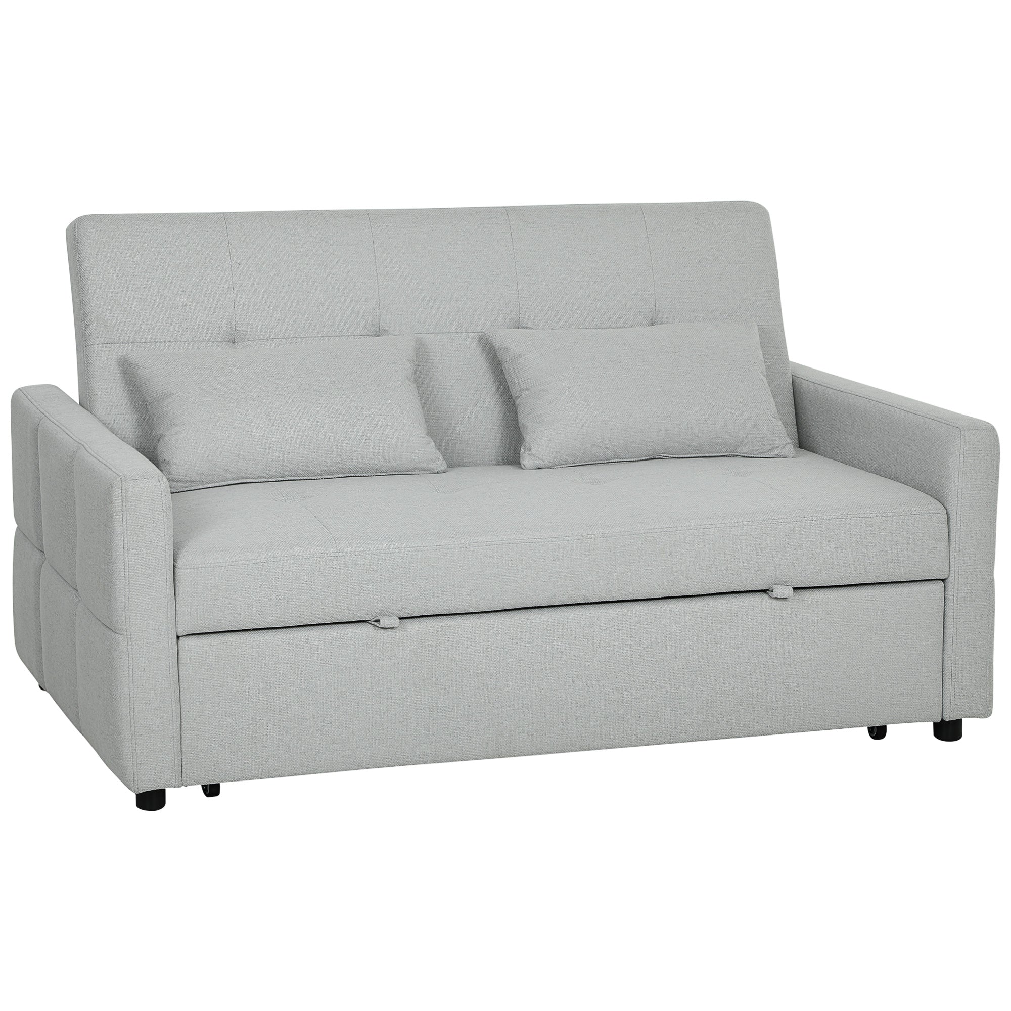 HOMCOM Three-Way Two-Seater Sofa Bed - Light Grey 