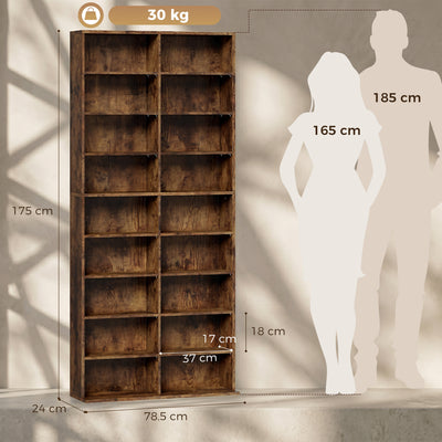HOMCOM 640 CD Storage Tower - Rustic Brown