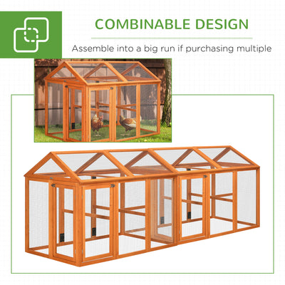 PawHut Large Chicken Run, Wooden Chicken coop, with Combinable Design - Wood Effect 
