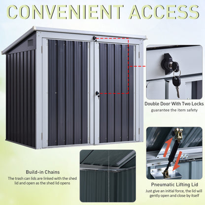 Outsunny 3.2 x 5.1ft Corrugated Steel Two-Bin Storage Shelter - Black 