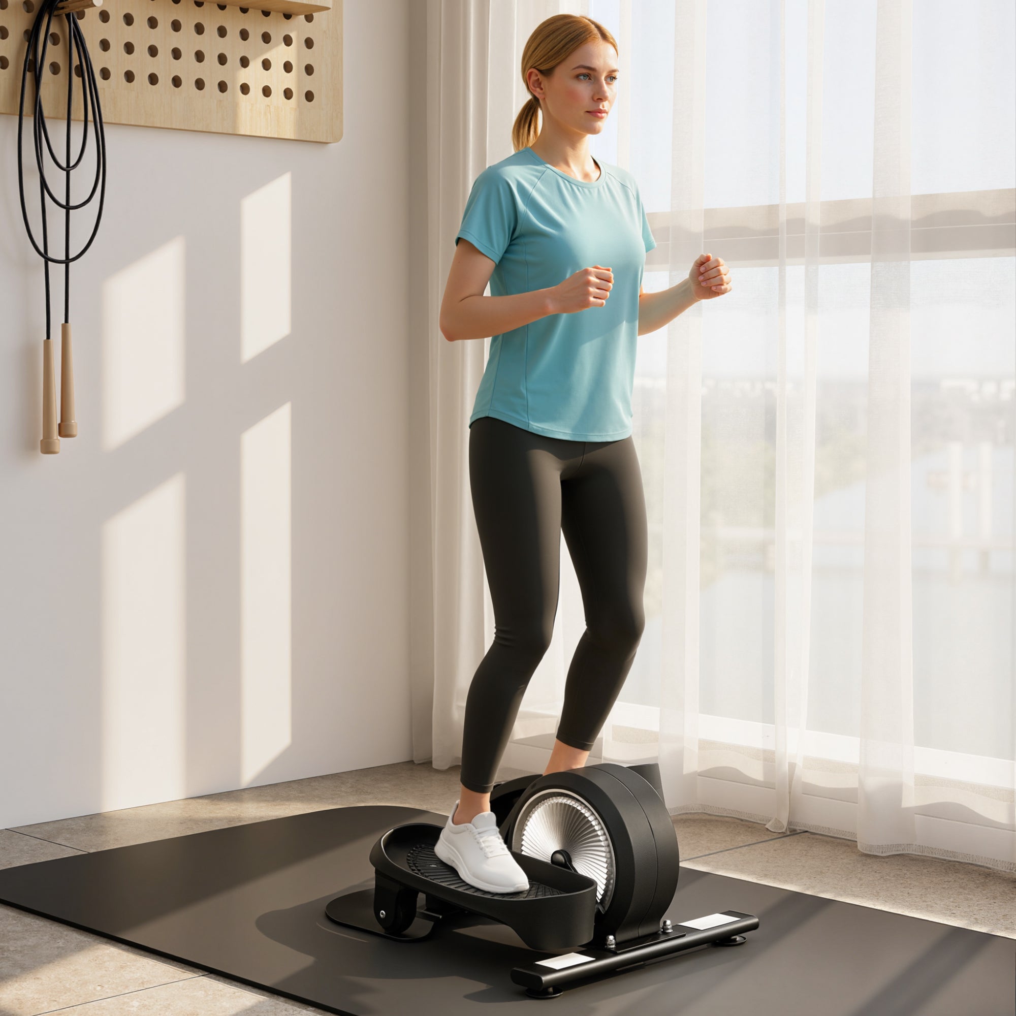 SPORTNOW Under Desk Elliptical Machine with LCD Monitor, 8 Adjustable Magnetic Resistances for 2-in-1 Seat & Stand Up Exercise 