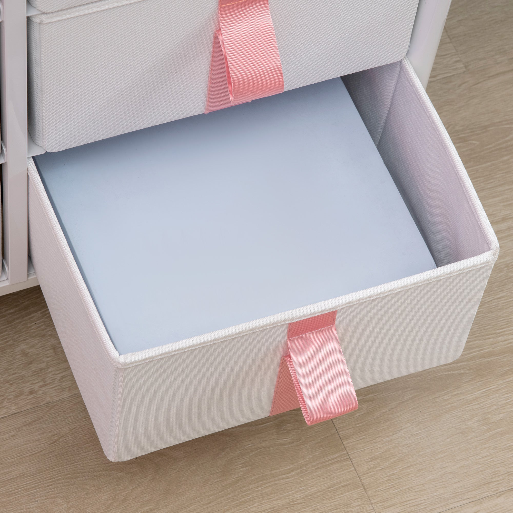 HOMCOM Chest of Drawers, Cloth Organizer Unit with 6 Fabric Drawers, Metal Frame and Wooden Top, Storage Cabinet for Kids Room, Living Room, Closet, Hallway, Pink 