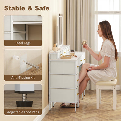 HOMCOM Multi-Storage Elegant Dressing Table, with LED Mirror - White