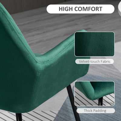 HOMCOM Velvet-Feel Plisse Back Accent Chair - Green 