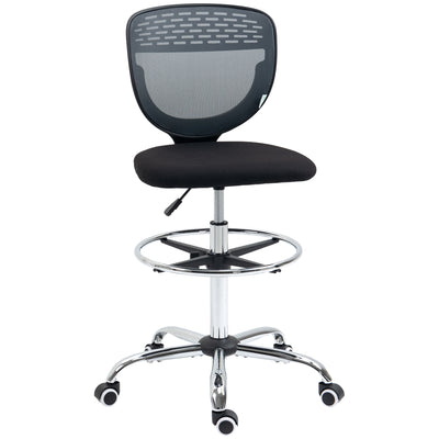Vinsetto Drafting Chair, Swivel Office Draughtsman Chair, Mesh Standing Desk Chair with Adjustable Foot Ring, Armless, Grey 
