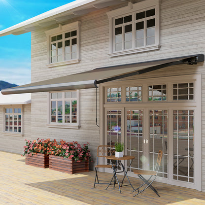 Outsunny 3.5 x 3 m Electric Awning with Remote Controller, Aluminium Frame DIY Retractable Awning, UV50+ Sun Shade Canopy for Garden Patio Deck Door Window, Light Grey 