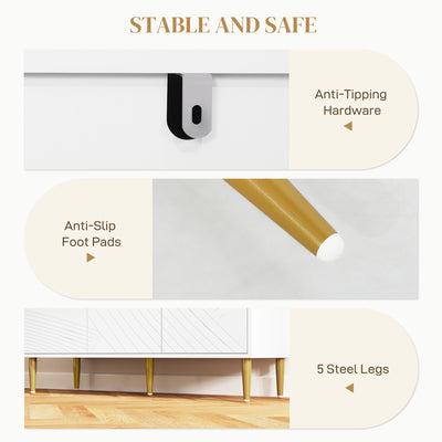HOMCOM Elegant Two-Cupboard Sideboard - White/Gold-Tone 