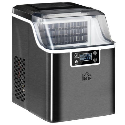 HOMCOM 3.2L Compact Ice Machine, with LCD Screen and Accessories - Black 