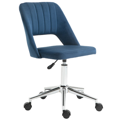 Vinsetto Armless Velvet-Feel Office Chair - Dark Blue 
