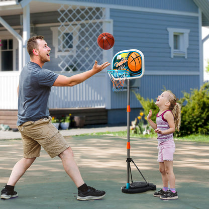 HOMCOM Kids Basketball Hoop and Stand Portable Basketball Stand Set w/ Ball Pump Netting Backboard Adjustable Height from 126 cm to 158 cm 