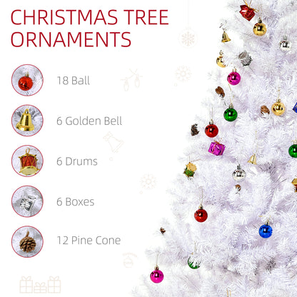 HOMCOM 5ft Snow Artificial Christmas Tree w/ Metal Stand Decorations Home Seasonal Elegant Faux White 