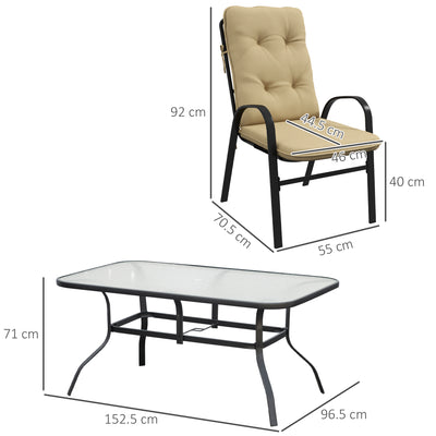 Outsunny Seven-Piece Garden Dining Set with Cushions - Beige 