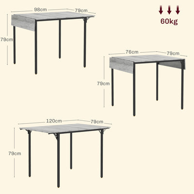 HOMCOM Four-Person Drop Leaf Dining Table - Grey 