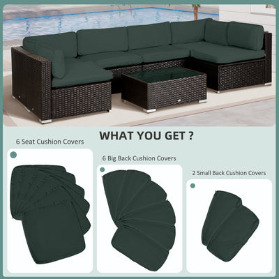 Outsunny Garden Rattan Sofa Cushion Polyester Cover Replacement Outdoor- No Cushion Included, Dark Grey 
