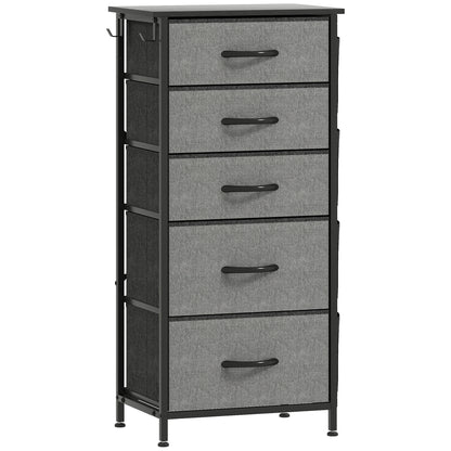 HOMCOM Chest of Five Fabric Drawers - Charcoal Grey