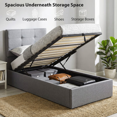 HOMCOM 3ft Single Ottoman Bed with Gas Lift Storage - Grey 