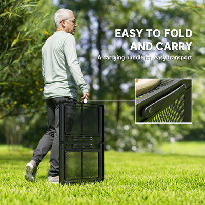 Outsunny Folding Grill Table, 4.5ft Portable Camping Table with 2 Wing Panels, Height Adjustable Metal Picnic Table for Camping, Picnic and BBQ, Black 