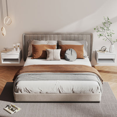 HOMCOM Set of Two Floating Bedside Tables - White 
