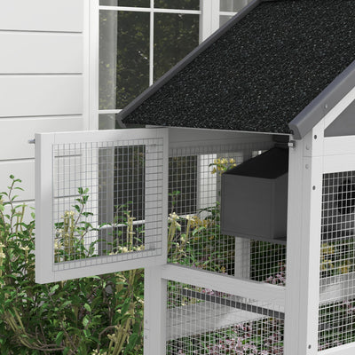 PawHut Wooden Bird Cage, with Stand, for Finches, Parakeets, Small birds - Grey 