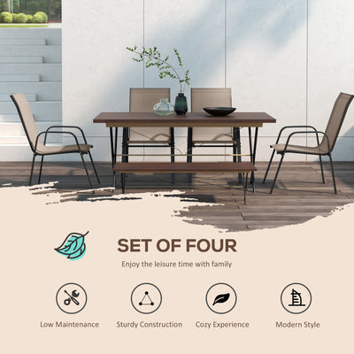 Outsunny Set of Four Stackable Mesh Seat Chairs - Grey 
