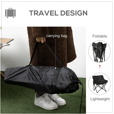 Outsunny Camping Chair, Lightweight Folding Chair with Carrying Bag and Storage Pocket, Perfect for Festivals, Fishing, Beach and Hiking, Black 