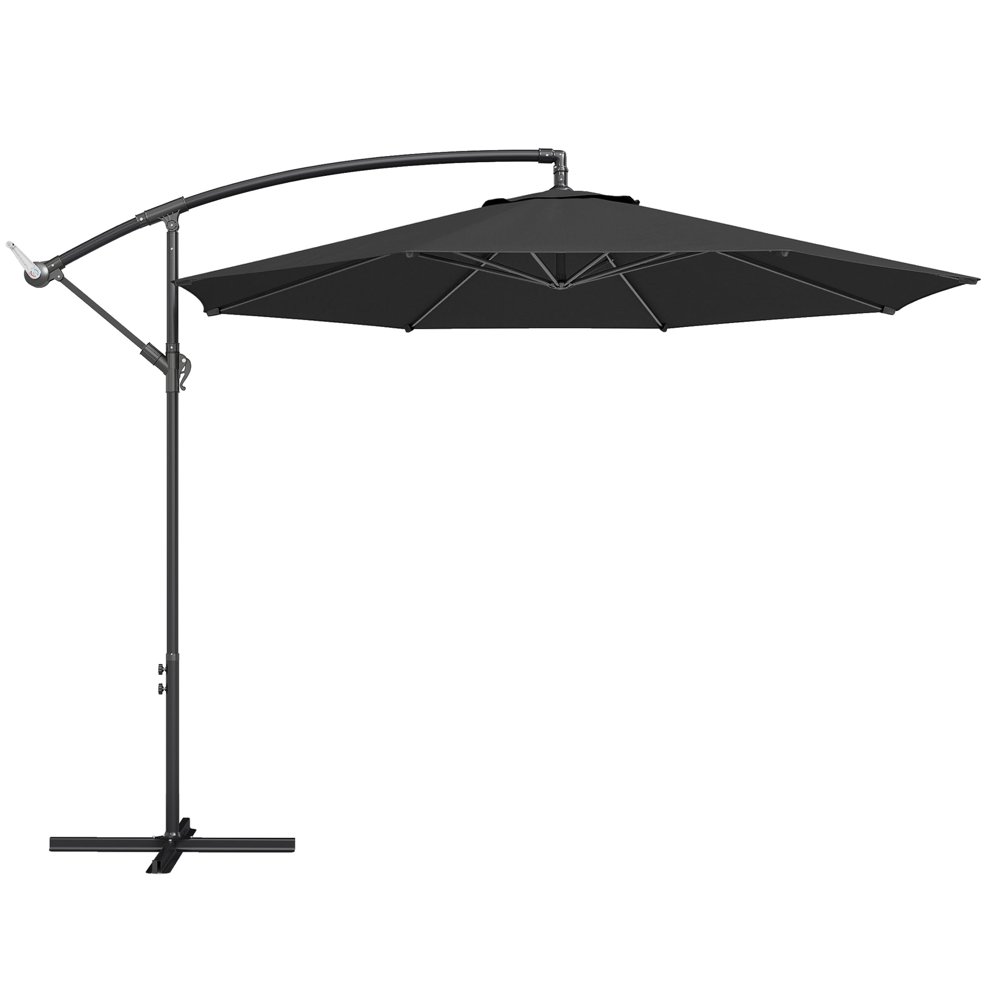 Outsunny 3 m Overhanging Cantilever Parasol, with Cross Base - Black 