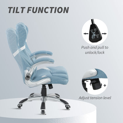 Vinsetto Linen-Look Office Chair, with Adjustable Height and Tension - Blue 