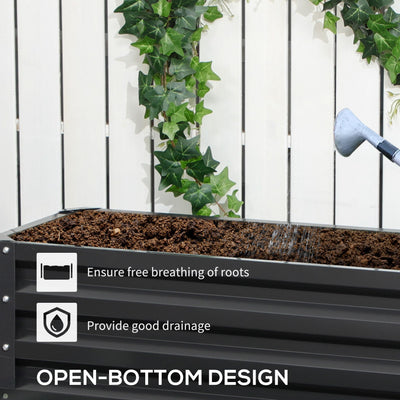 Outsunny 2 Tier Raised Garden Bed, Galvanised Planter Box with Open Bottom for Vegetables Flowers Herbs, 120x101x58cm, Dark Grey 