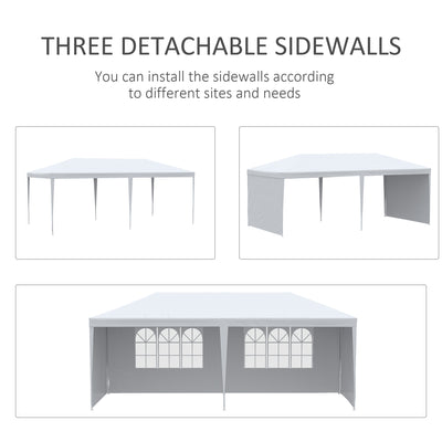 Outsunny 6 x 3 m Party Tent Gazebo Marquee Outdoor Patio Canopy Shelter with Windows and Side Panels White 