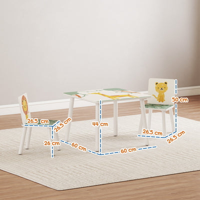 AIYAPLAY 3-Piece Toddler Table and Chair Set, Kids Table with 2 Chairs Set for Bedroom, Nursery, Playroom, Green 