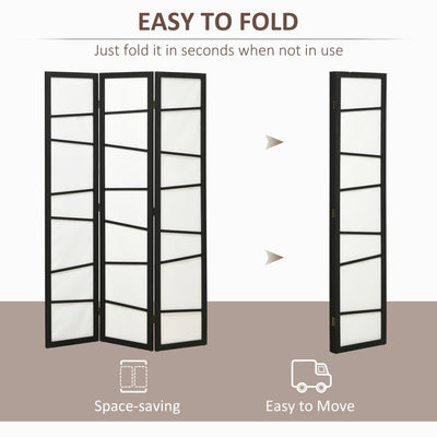 HOMCOM 3 Panel Room Divider, Wooden Folding Privacy Screen, Freestanding Wall Partition Separator for Bedroom, White 