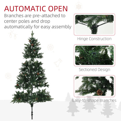HOMCOM 6ft LED Pre-Lit Artificial Christmas Tree, with Base 