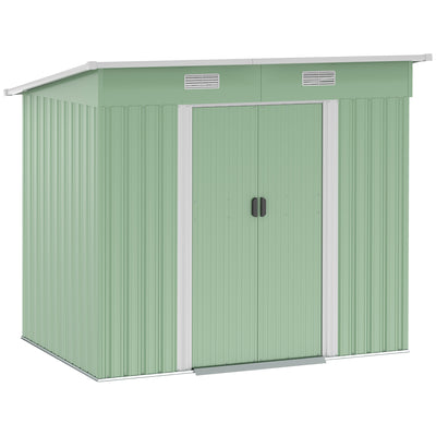 Outsunny 7 x 4ft Outdoor Garden Metal Storage Shed, Tool Storage Box for Backyard, Patio and Lawn, Light Green 