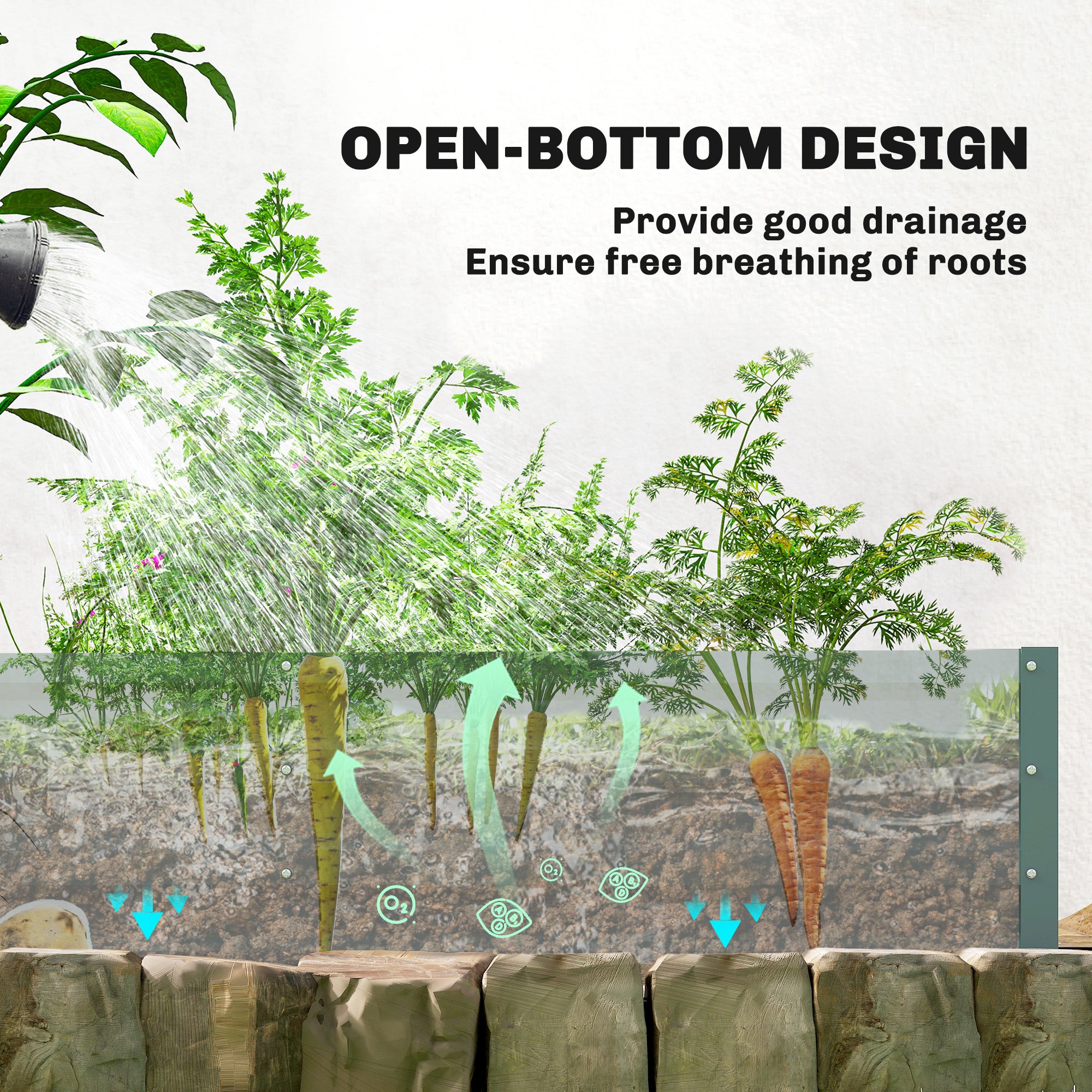Outsunny Small Greenhouse with Raised Garden Bed, Galvanised Walk-in Greenhouse with Roll Up Windows, 141 x 141 x 190 cm, Green 