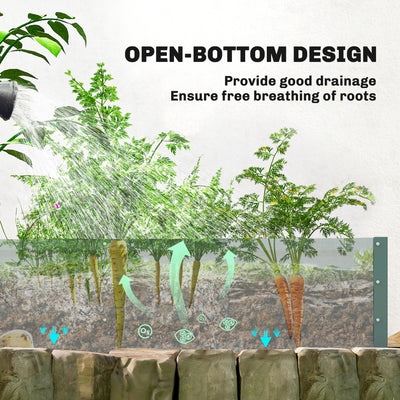 Outsunny Small Greenhouse with Raised Garden Bed, Galvanised Walk-in Greenhouse with Roll Up Windows, 141 x 141 x 190 cm, Green 