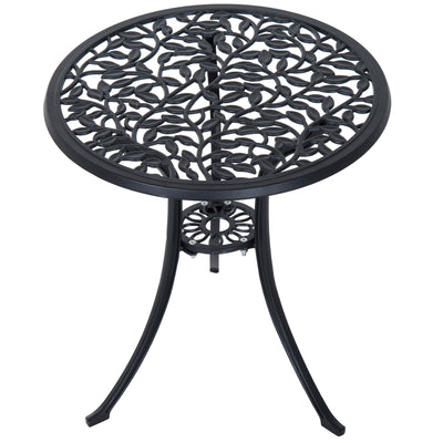 Outsunny 3 Pcs Aluminium Bistro Set Garden Furniture Dining Table Chairs Antique Outdoor Seat Patio Seater Black 