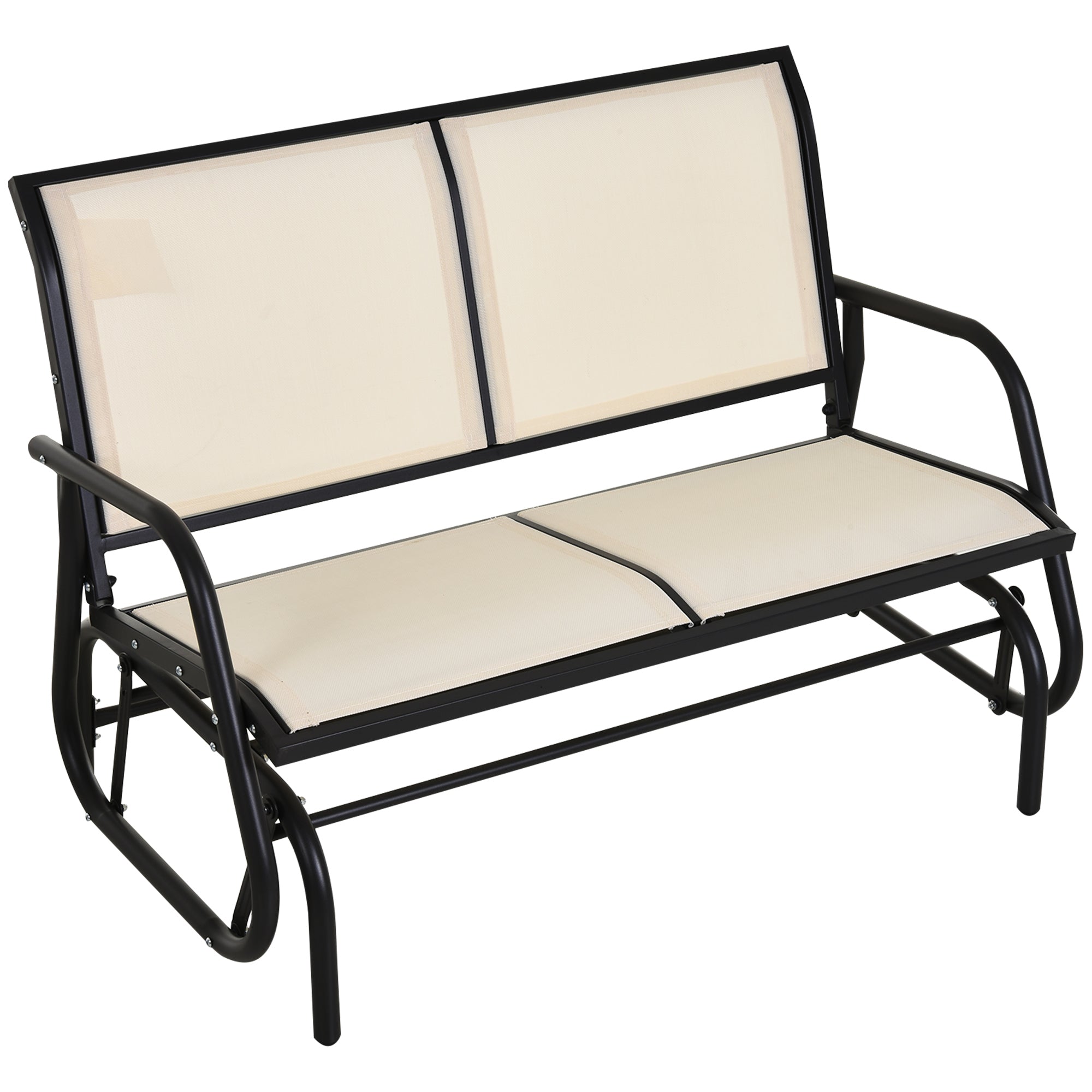 Outsunny 2-Person Outdoor Glider Bench Patio Double Swing Gliding Chair Loveseat w/Power Coated Steel Frame for Garden Patio Porch, Cream 