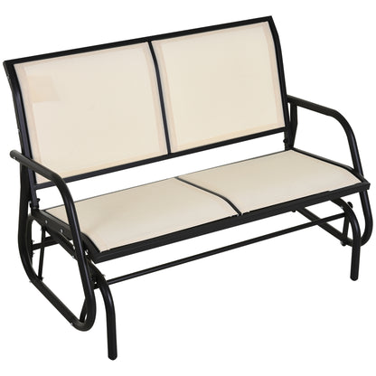 Outsunny 2-Person Outdoor Glider Bench Patio Double Swing Gliding Chair Loveseat w/Power Coated Steel Frame for Garden Patio Porch, Cream 