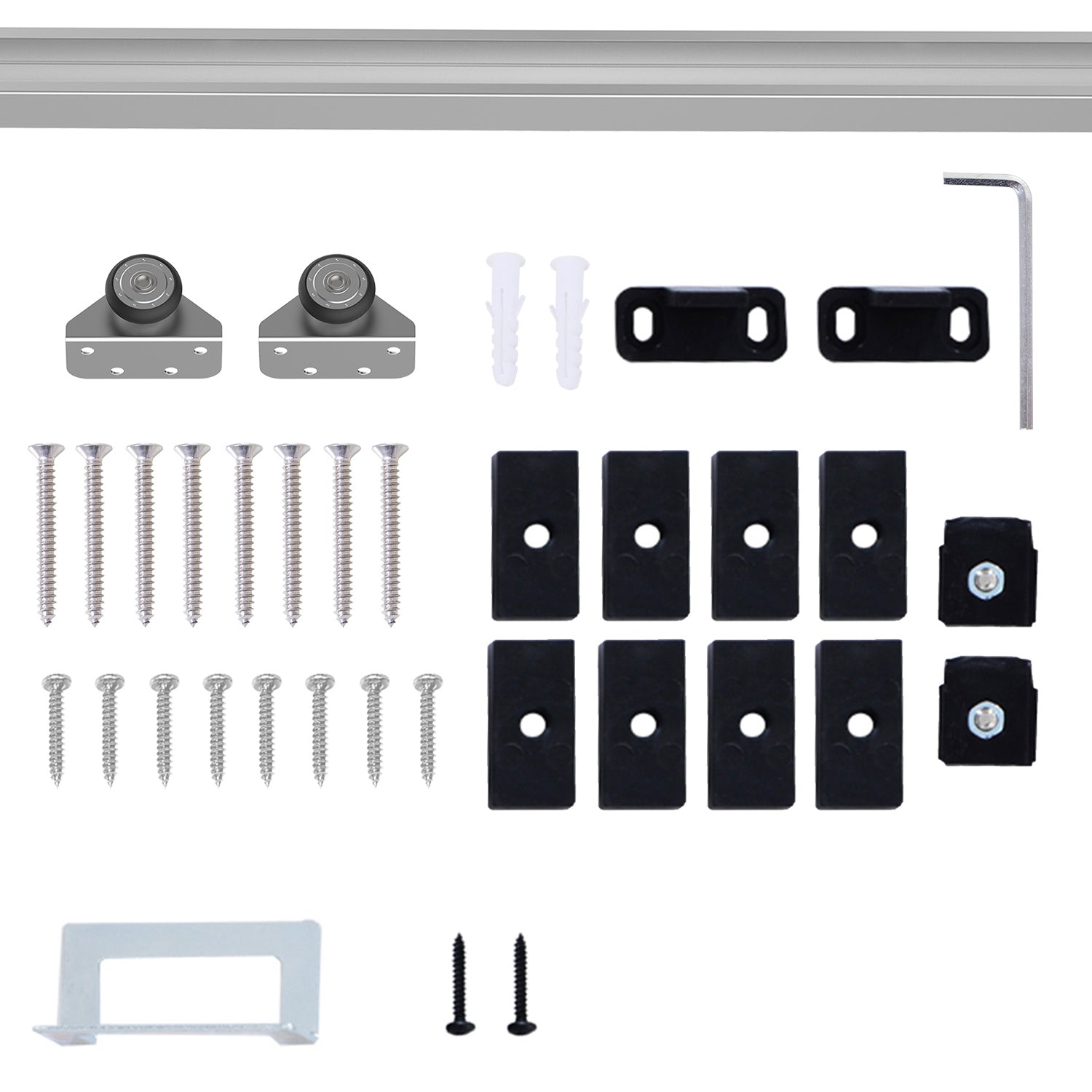 HOMCOM 6FT Modern Sliding Barn Door Closet Hardware Track Kit Track System Unit for Single Wooden Door 