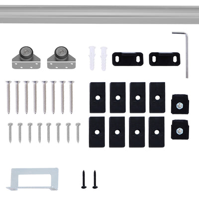 HOMCOM 6FT Modern Sliding Barn Door Closet Hardware Track Kit Track System Unit for Single Wooden Door 