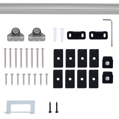 HOMCOM 6FT Modern Sliding Barn Door Closet Hardware Track Kit Track System Unit for Single Wooden Door 